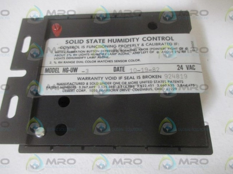 LIEBERT CORP. HG-UW-3 SOLID STATE HUMINIDITY CONTROL  NSMP