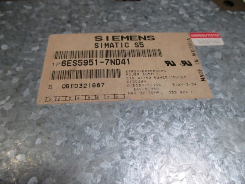 SIEMENS SIMATIC S5 6ES5-951-7ND41 POWER SUPPLY MODULE UNMP