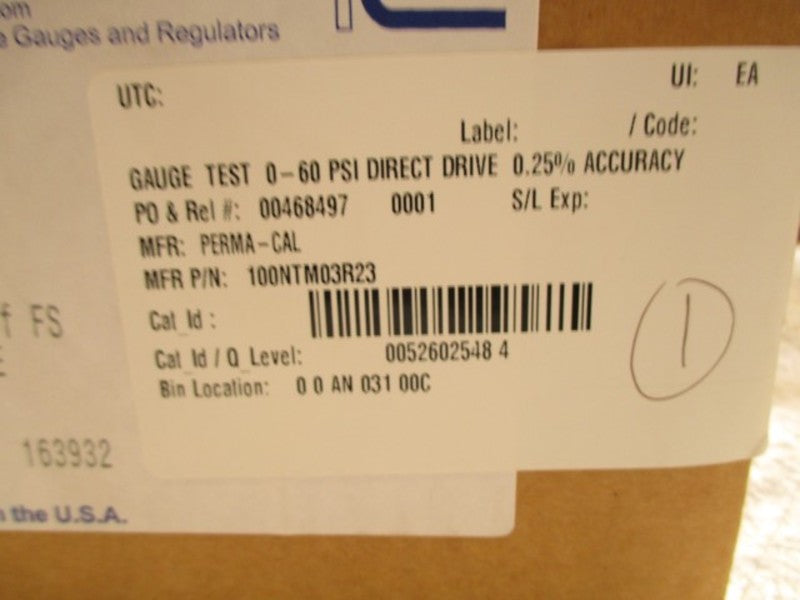 PERMA-CAL 100NTM03R23 PSI DIRECT GUAGE NSMP