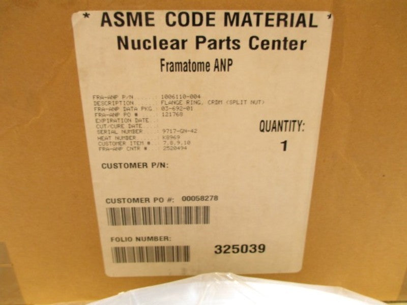FRAMATONE 1006110-004 FLANGE RING NSMP
