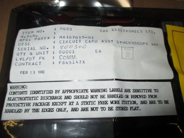 CAE ELECTRONICS MA1075015-01 CIRCUIT BOARD NSMP