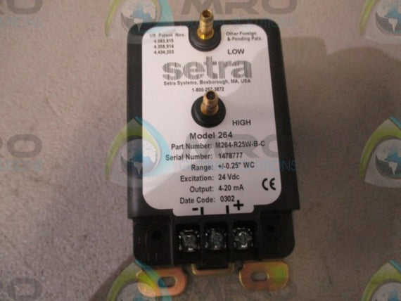 SETRA M264-R25W-B-C DIFFERENTIAL PRESSURE TRANSDUCER  NSMP