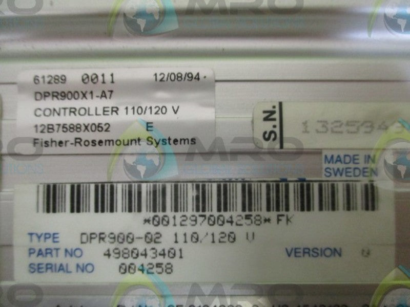 FISHER-ROSEMOUNT DPR900-02 CONTROLLER 498043401  UNMP