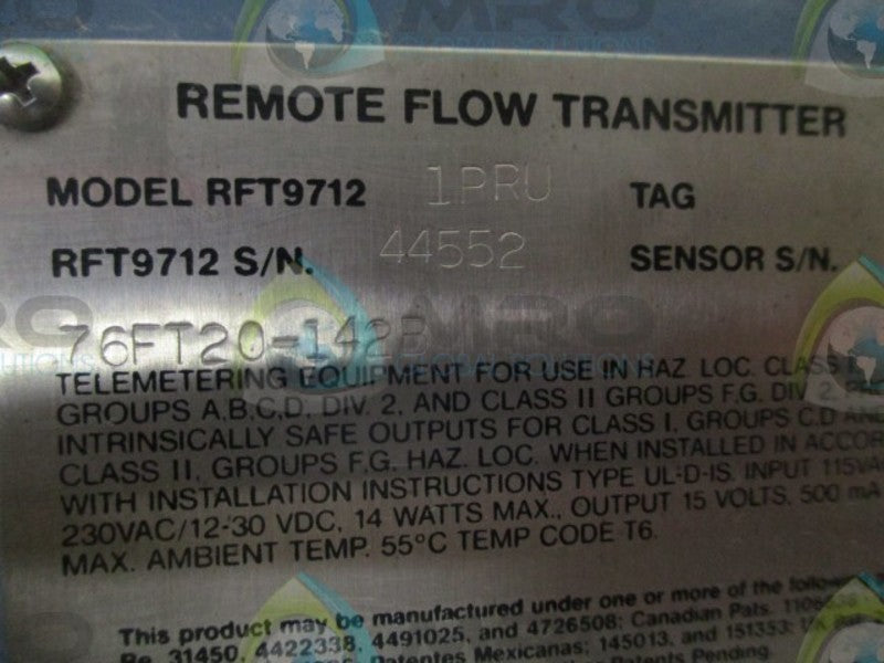 MICRO MOTION RFT97121PRU REMOTE FLOW TRANSMITTER  UNMP