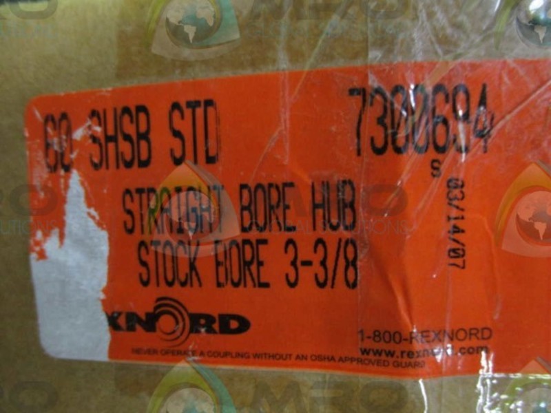 REXNORD 7300694 STRAIGHT BORE HUB STOCK BORE 3-3/8  NSMP