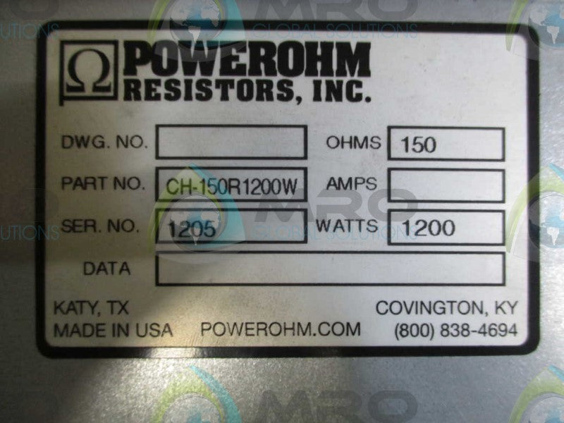 POWEROHM CH-150R1200W BRAKING RESISTOR  NSMP