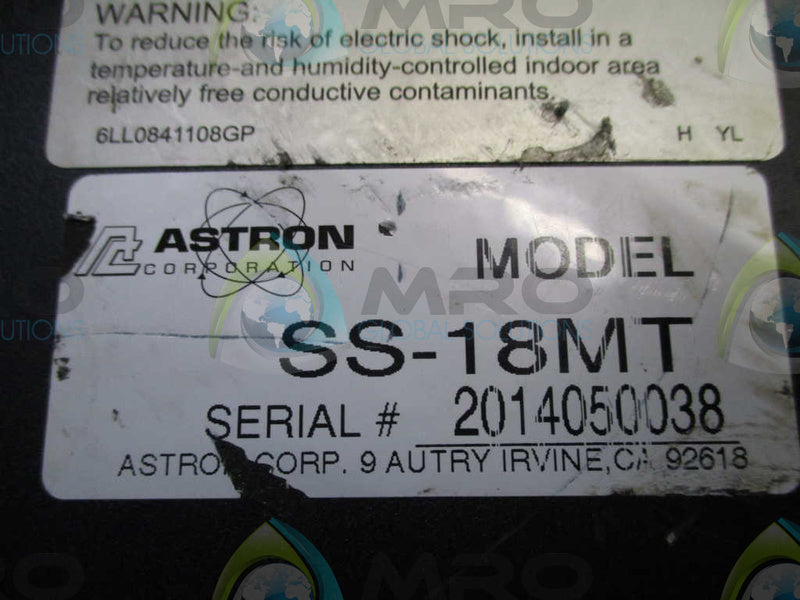 ASTRON SS-18MT SWITCHING POWER SUPPLY  NSMP