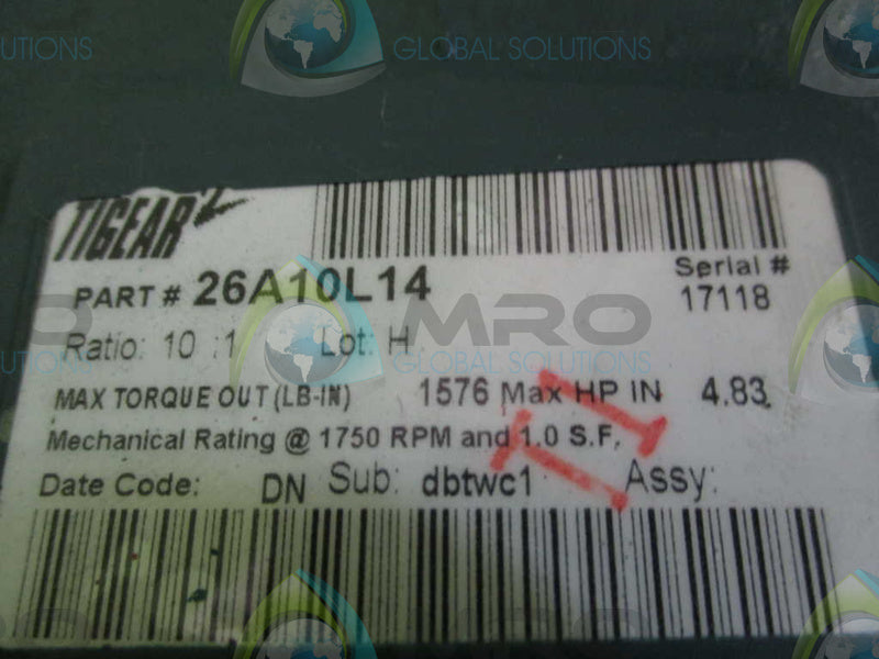 DODGE TIGEAR 2 26A10L14 GEAR REDUCER 4.83 HP 1750 RPM  NSNP