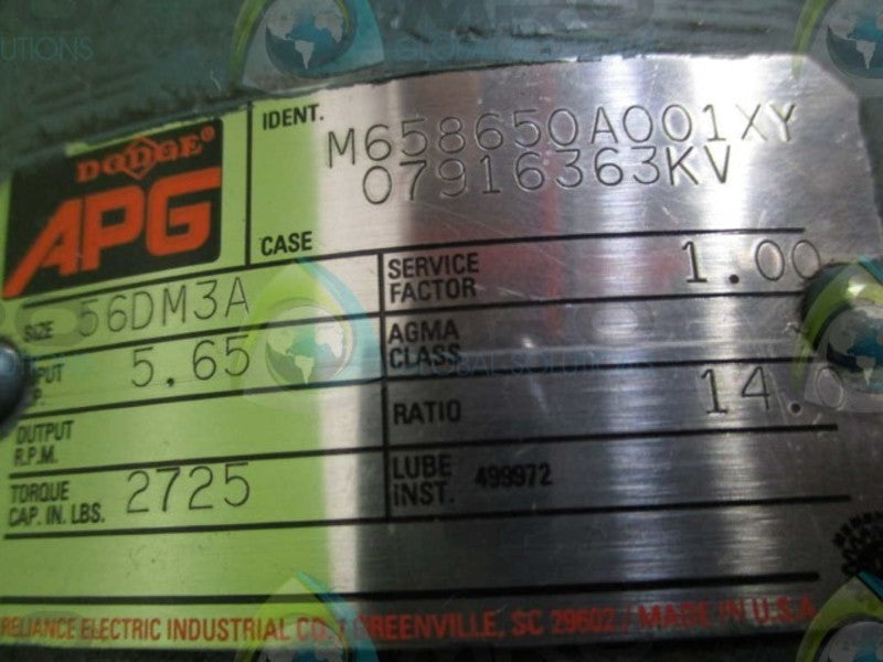 DODGE APG 56DM3A GEAR REDUCER 5.65 HP M658650A001XY  UNMP