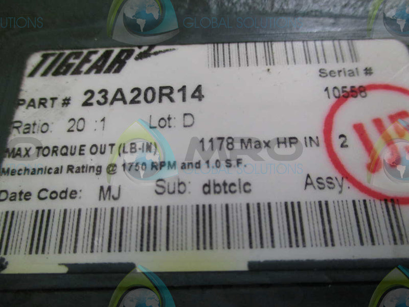 DODGE TIGEAR 2 23A20R14 GEAR REDUCER 2 HP 1750 RPM  NSNP