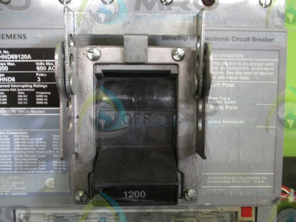 SIEMENS SHND69120A CIRCUIT BREAKER 3 POLE 1200 AMP 600 AC  UNMP