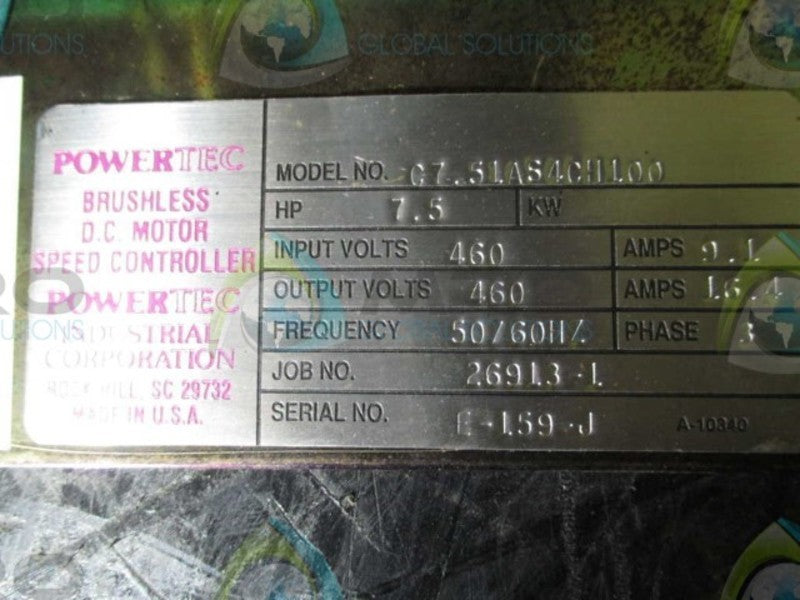 POWERTEC C7.51AS4CH100 BRUSHLESS DC MOTOR SPEED CONTROLLER HP: 7.5  UNMP