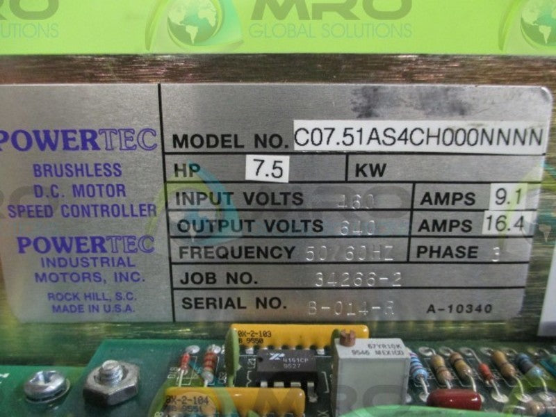 POWERTEC C07.51AS4CH000NNNN BRUSHLESS DC MOTOR SPEED CONTROLLER  UNMP