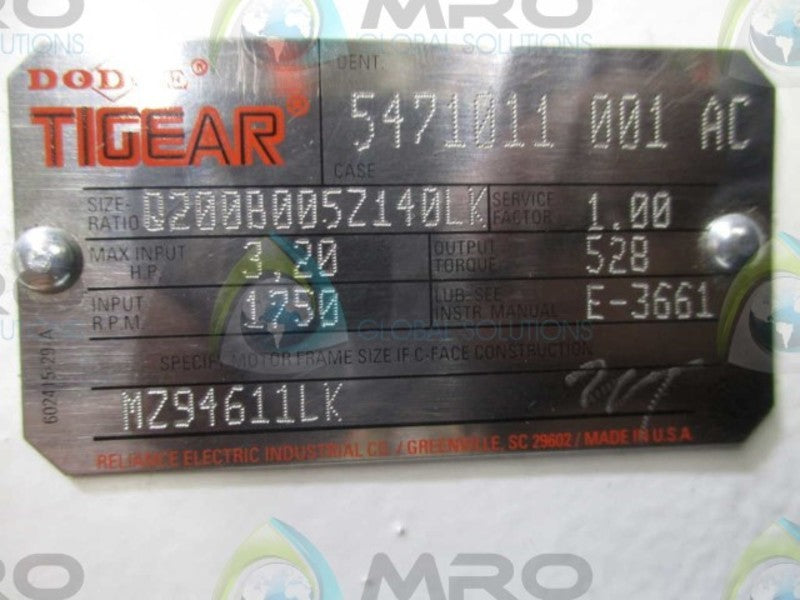 DODGE Q200B005Z140LK  3.20HP 1750RPM  UNMP