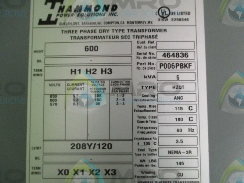 HAMMOND P006PBKF UNMP