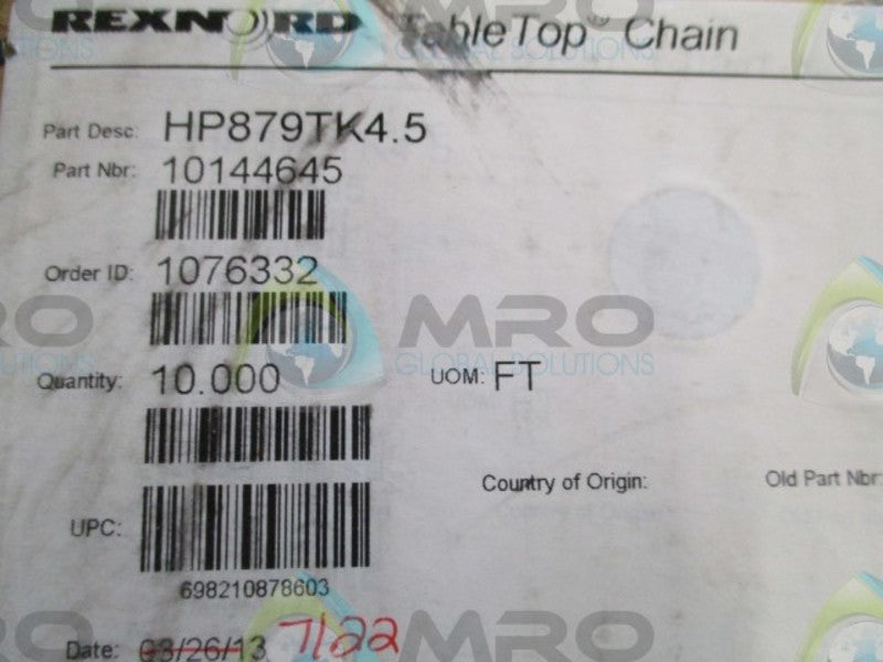 REXNORD HP879TK4.5 10FT NSMP