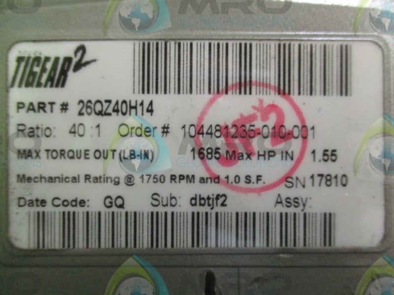 DODGE 2 26QZ40H14 1.55 HP 1750 RPM  NSNP