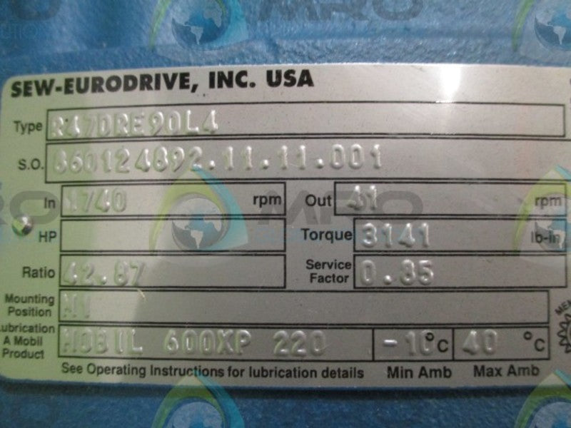 SEW EURODRIVE DRE90L4 R47DRE90L4 NSNP