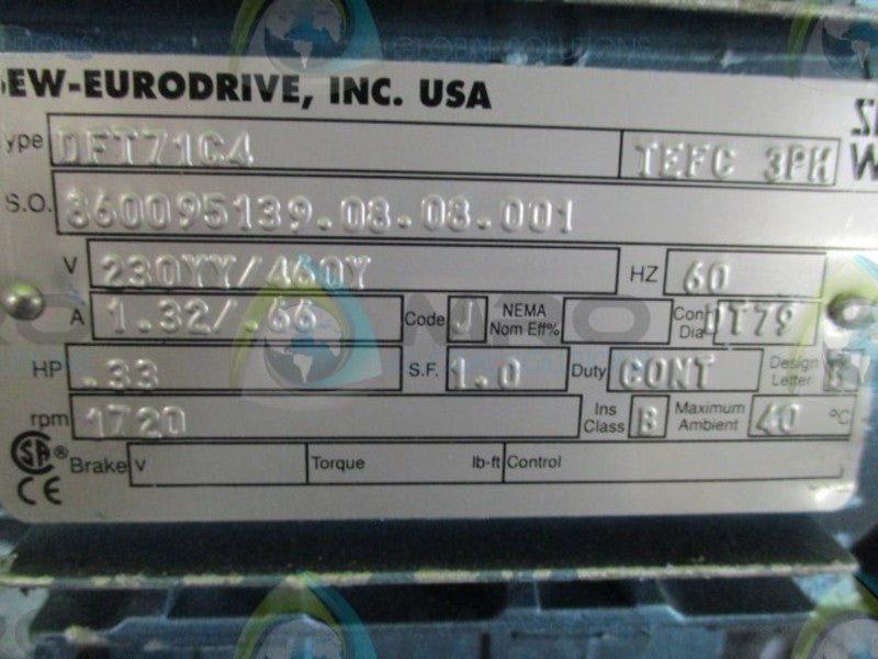 SEW EURODRIVE DFT71C4 S37DT71C4 (AS PICTURED)  NSNP