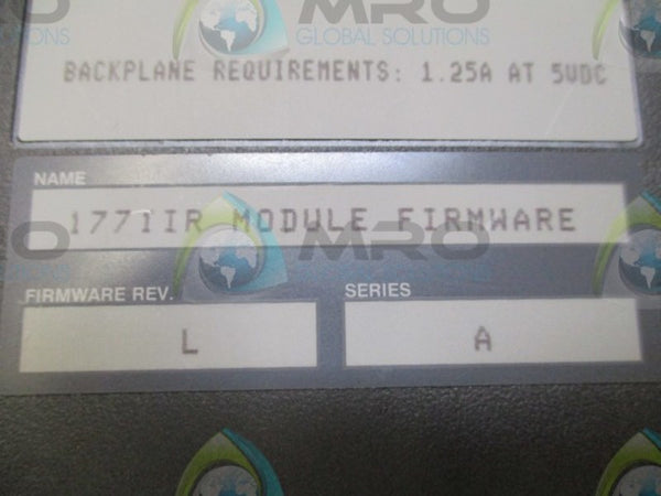 ALLEN BRADLEY 1771-IR SER. A F/W L INPUT MODULE (REMANUFACTURED)  NSMP