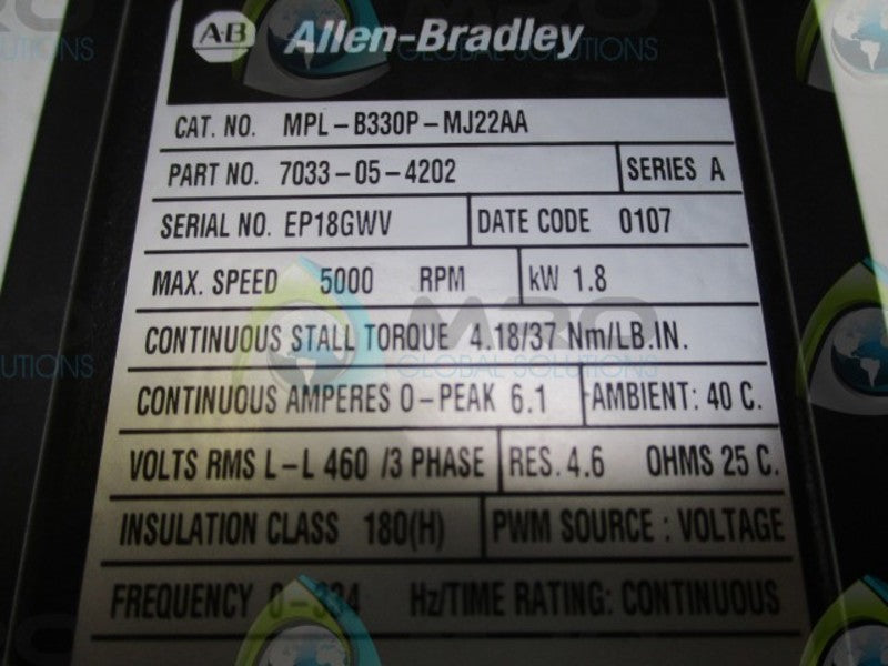 ALLEN BRADLEY MPL-B330P-MJ22AA SER. A REMAN