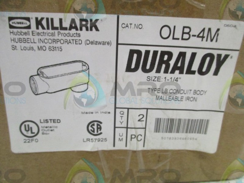 KILLARK OLB-4M CONDUIT BODY 1-1/4" PACKAGE OF 2  NSMP
