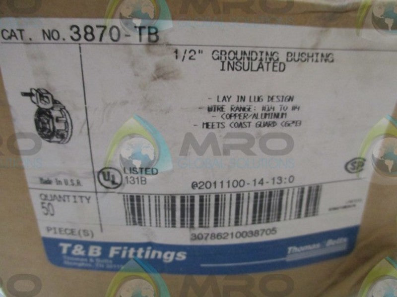 THOMAS & BETTS 3870-TB GROUNDING BUSHING 1/2" PACKAGE OF 50  NSMP