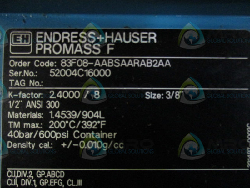 ENDRESS+HAUSER PROMASS F 83F08-AABSAARAB2AA  NSNP