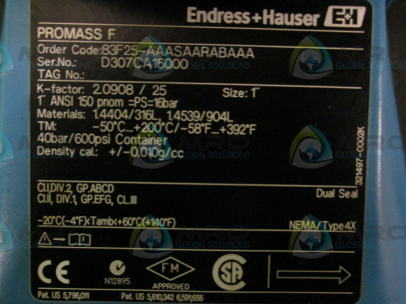 ENDRESS+HAUSER PROMASS F 83F25-AAASAARABAAA  NSNP