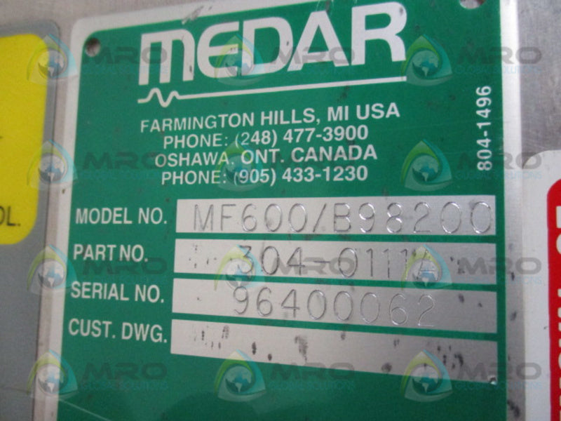 MEDAR MF600/B98200 POWER INVERTER SPOT WELDER  UNMP