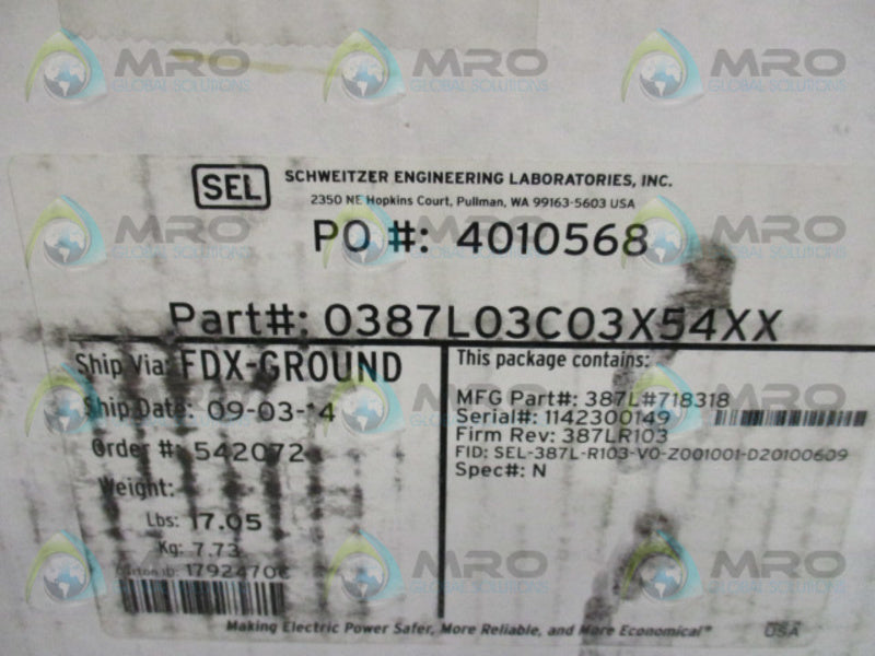 SEL 0387L03C03X54XX  NSMP