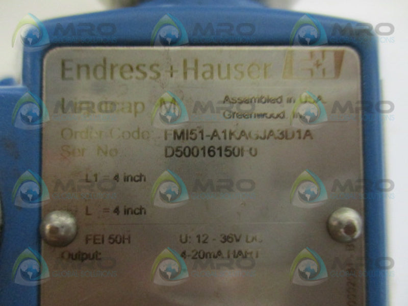 ENDRESS+HAUSER LIQUICAP M FMI51-A1KAGJA3D1A LEVEL MEASUREMENT 4"  NSNP