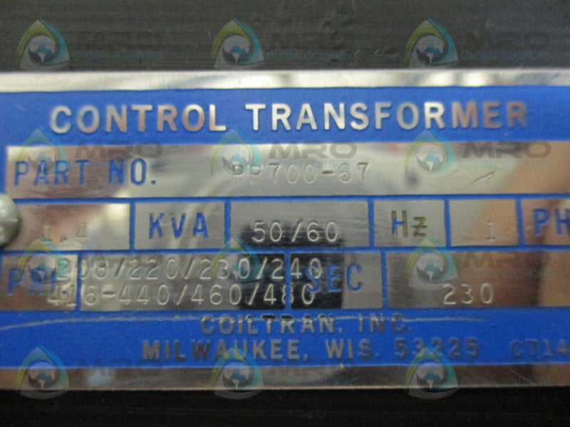 COILTRAN PP700-67 CONTROL TRANSFORMER  UNMP