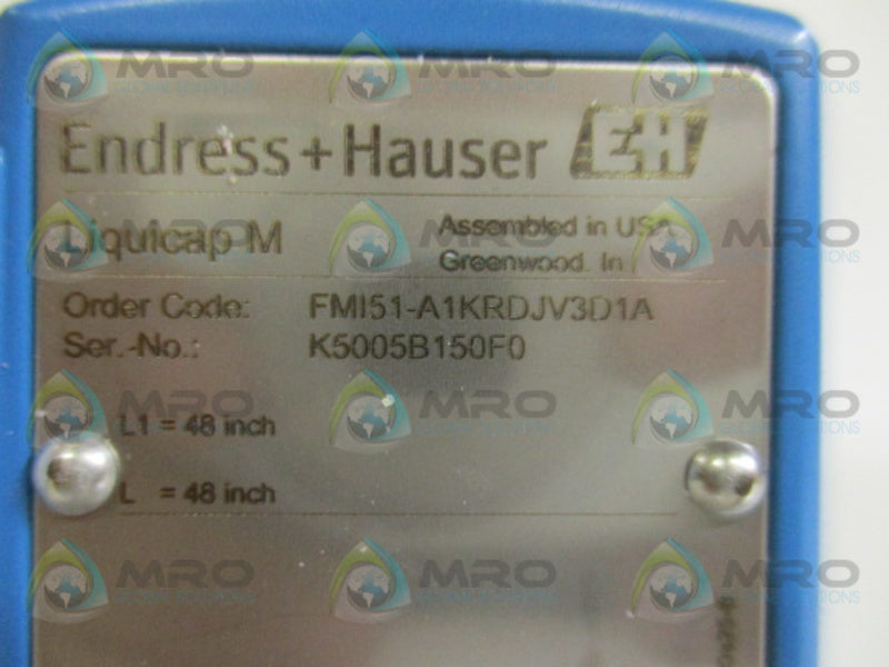 ENDRESS+HAUSER LIQUICAP M FMI51-A1KRDJV3D1A LEVEL MEASUREMENT 48"  NSNP