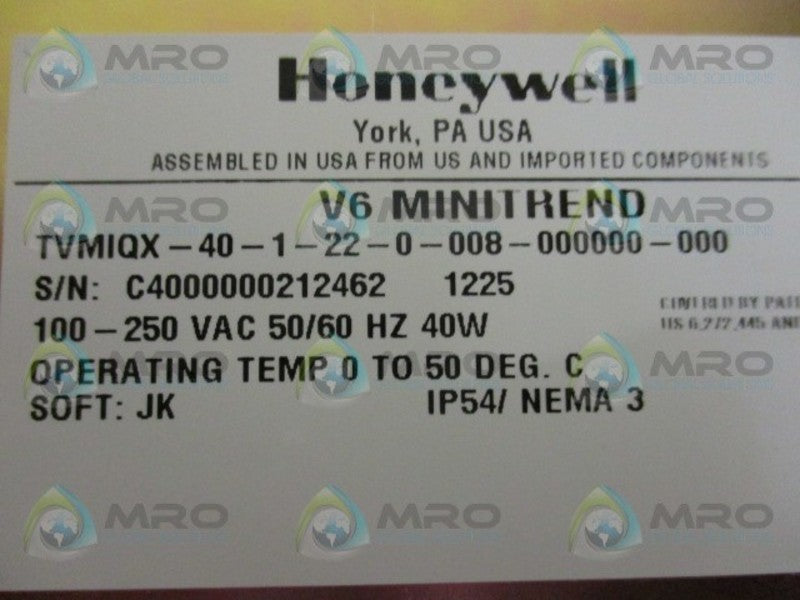 HONEYWELL TVMIQX-40-1-22-0-008-000000-000 RECORDER  NSMP