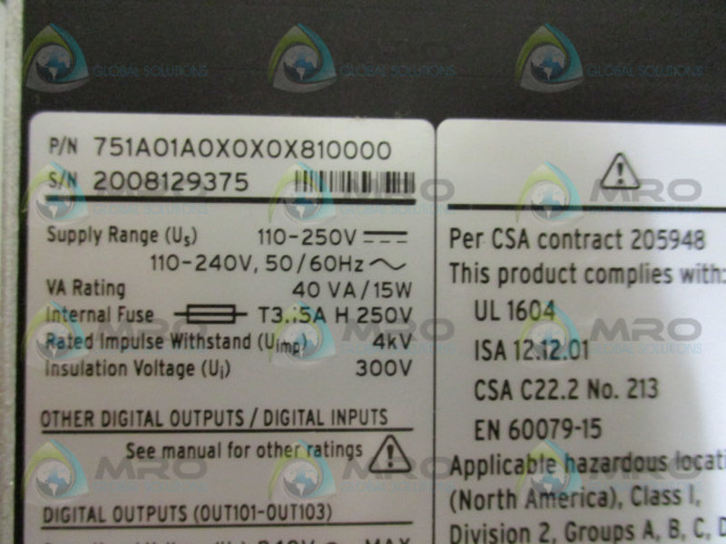 SEL SEL-751A 751A01A0X0X0X810000  NSMP