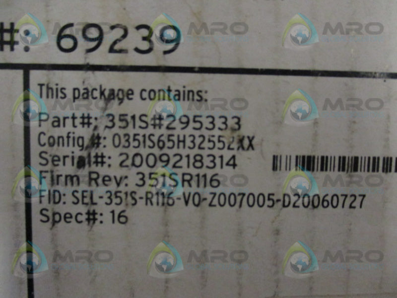 SEL SEL-3351S 0351S65H32552XX RELAY METER CONTROL  NSMP