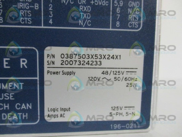 SEL SEL-387 0387503X53X24X1 OVERCURRENT RELAY DATA RECORDER  NSMP
