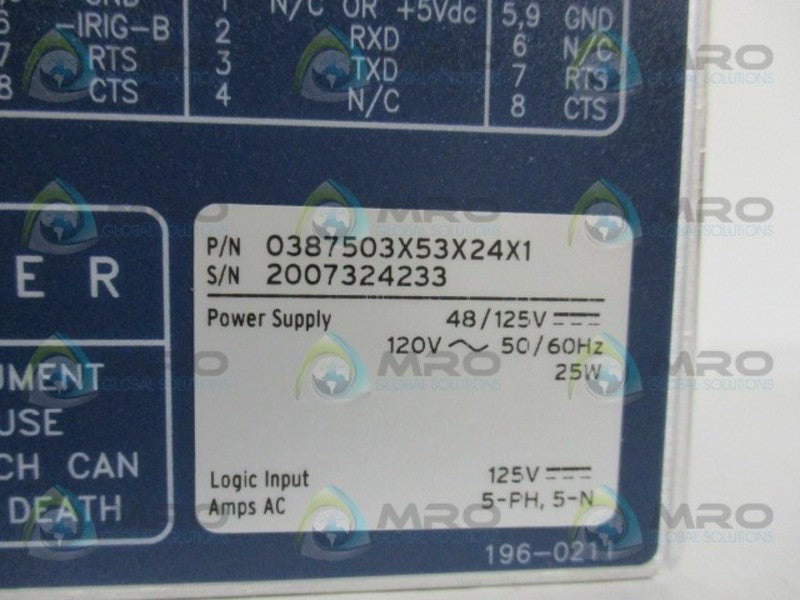 SEL SEL-387 0387503X53X24X1 OVERCURRENT RELAY DATA RECORDER  NSMP