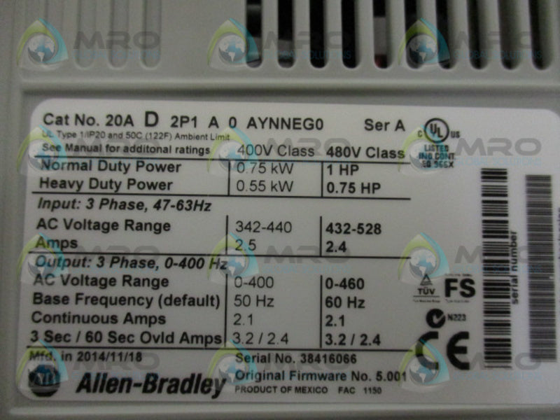 INDUSTRIAL SPARE PART POWERFLEX 70 20AD2P1A0AYNNEG0 SER. A AC DRIVE  NSMP