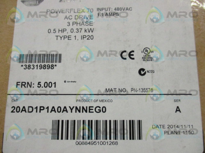 INDUSTRIAL SPARE PART POWERFLEX 70 20AD1P1A0AYNNEG0 SER. A AC DRIVE  NSMP