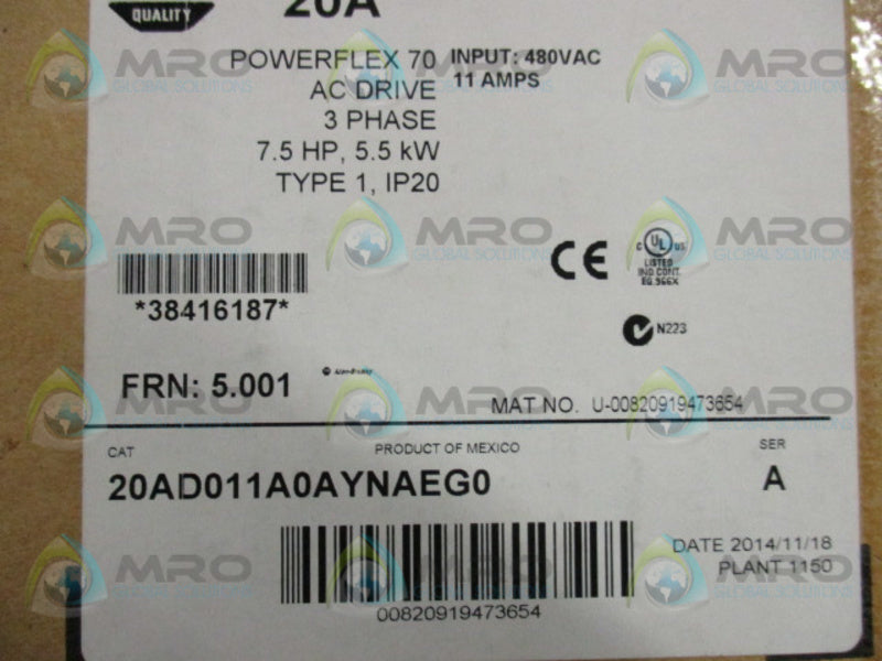 INDUSTRIAL SPARE PART POWERFLEX 70 20AD011A0AYNAEG0 SER. A AC DRIVE  NSMP