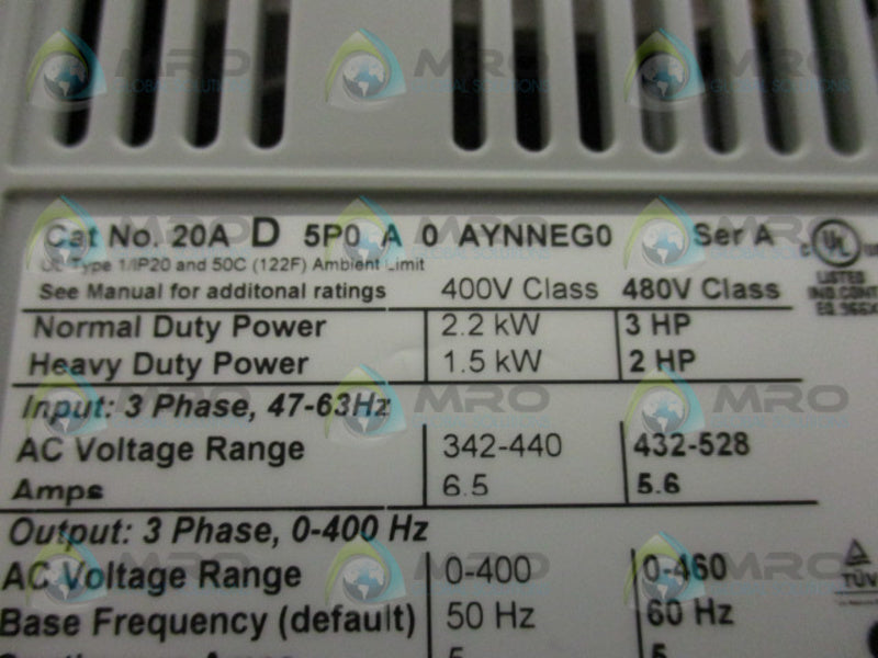 INDUSTRIAL SPARE PART POWERFLEX 70 20AD5P0A0AYNNEG0 SER. A AC DRIVE  NSMP