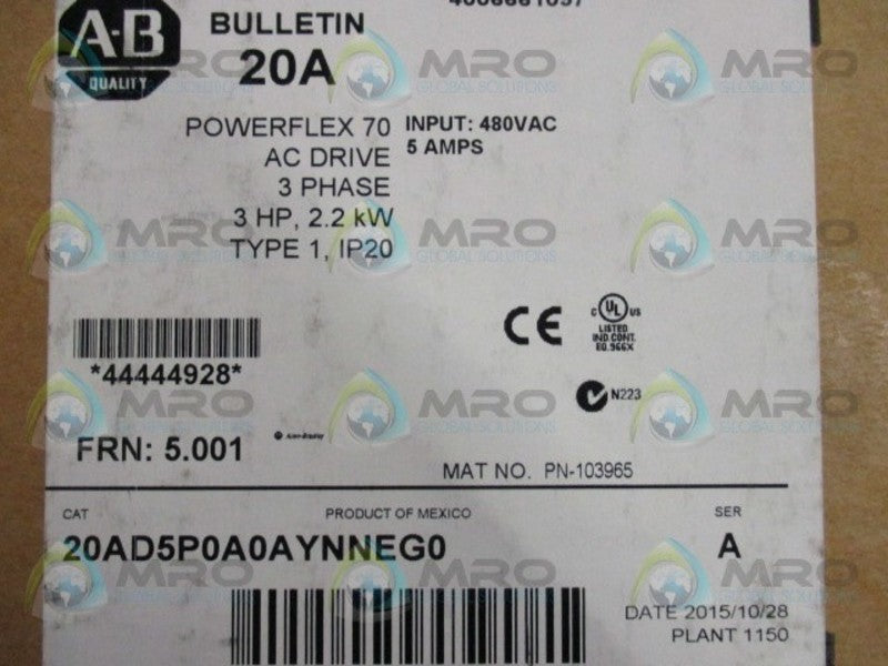 INDUSTRIAL SPARE PART POWERFLEX 70 20AD5P0A0AYNNEG0 SER. A AC DRIVE  NSMP