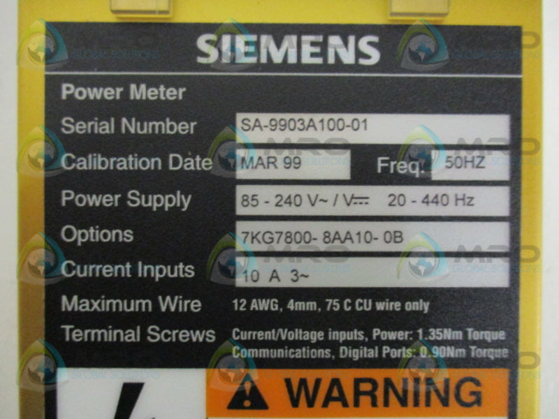 SIEMENS SIMEAS P 7KG7800-8AA10-0B POWER METER  NSMP