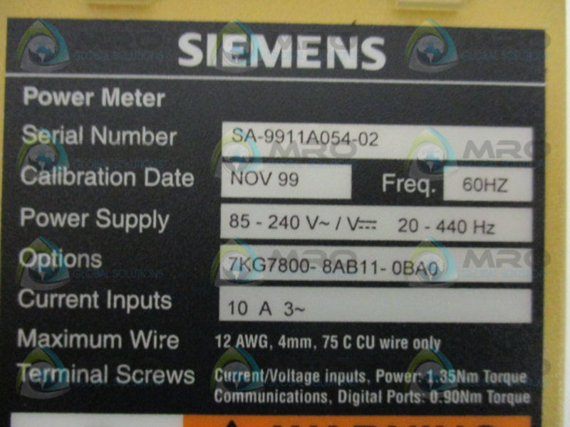 SIEMENS SIMEAS P 7KG7800-8AB11-0BA0 POWER METER  NSMP