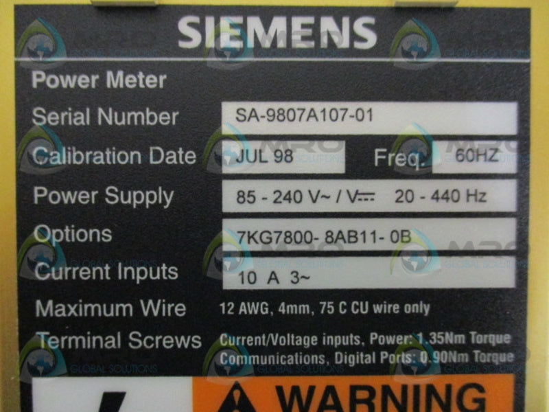 SIEMENS SIMEAS P 7KG7800-8AB11-0B POWER METER  NSNP