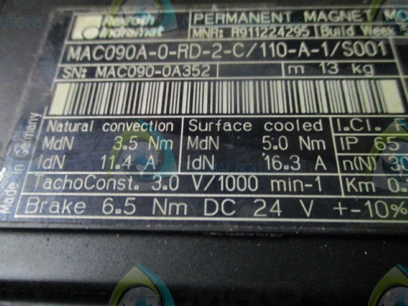 INDRAMAT MAC090A-0-RD-2-C/110-A-1/S001 SERVO MOTOR  UNMP