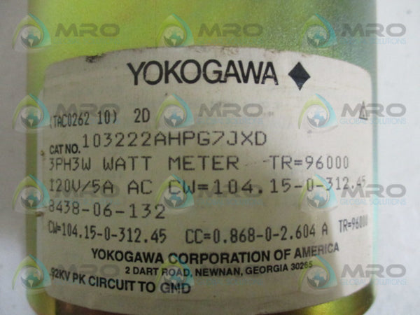 YOKOGAWA 103222AHPG7JXD PANEL METER (AS PICTURED)  NSNP