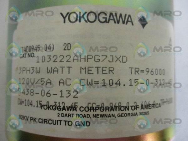 YOKOGAWA 103222AHPG7JXD METER (AS PICTURED)  NSNP
